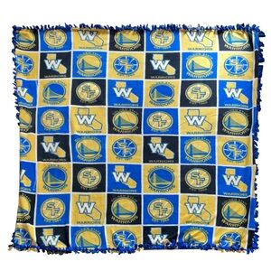 Golden State Warriors Fleece Tie Throw Blanket 50"x56" Square Pattern Logo